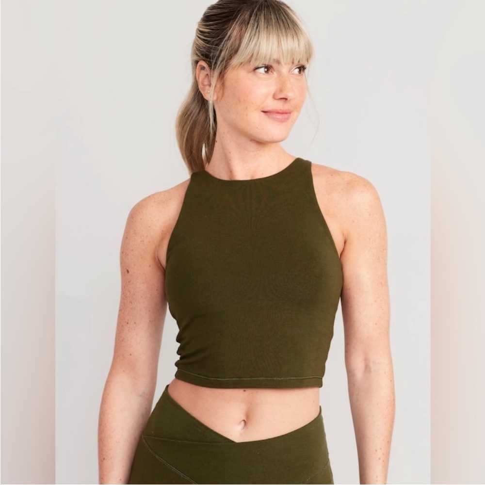 NWT Old Navy Active Olive Green Women's Powerchill  Tank
